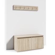 Elegante schoenenkast met twee Kiep- klapdeuren Zapopan 68, kleur: Sonoma eiken, vier vakken, zes kapstokhaken, maten: 49,5 x 100 x 40 cm, hoogwaardige afwerking