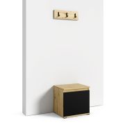 Kleine schoenenkast met kapstokhaken Zapopan 69, kleur: Artisan eiken / zwart, modern en eenvoudig design, twee vakken, maten: 49,5 x 50 x 40 cm, drie haken