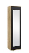 Smalle kleerkast met spiegel Zapopan 35, één vak, één uitschuifbare kledingstang, push-to-open, kleur: Artisan eiken / zwart, afmetingen: 185 x 45 x 40 cm