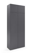 Draaideurkast met push-to-open functie Zapopan 33, met opzetelement, kleur: grafiet, vier vakken, push-to-open functie, afmetingen: 225 x 90 x 40 cm