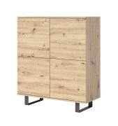 Eenvoudige ladekast met vier deuren Zapopan 85, kleur: Artisan eik, afmetingen: 114 x 100 x 40 cm, vier deuren, acht vakken, poten: metaal, veel opbergruimte