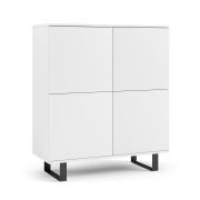 Licht gekleurde ladekast met vier deuren Zapopan 94, acht vakken, kleur: wit, maten: 114 x 100 x 40 cm, push-to-open-functie, modern en eenvoudig design