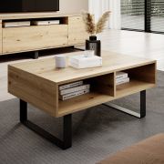 Functioneele salontafel Zapopan 133, twee vakken, poten: metaal, kleur: Artisan eiken, hoogwaardige afwerking, maten: 40 x 90 x 50 cm, voor de woonkamer