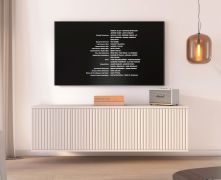 Hangende TV-onderkast | Kasjmir | 4 draaideuren | 4 vakken | 140 x 40 x 40 cm | Push-to-open-functie | tv-meubel | lamellen design | voor de woonkamer