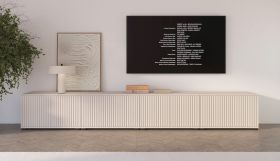 TV-onderkast | Kasjmir | 8 draaideuren | 8 vakken | 280 x 40 x 42 cm | Push-to-open-functie | lamellen design | voor de woonkamer | TV-meubel
