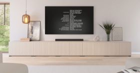 TV-onderkast | Kasjmir | 10 draaideuren | 10 vakken | 350 x 40 x 42 cm | design met lamellen | voor de woonkamer | TV-meubel | Push-to-open-functie