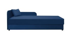 Modern gastenbed / logeerbed incl. kussens Lobatos 73, kleur: donkerblauw, matrasmaat: 80 x 195 cm, hoofdbord links, opbergruimte, slaapbank, Bonell-vering