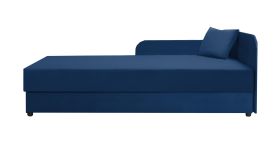 Comfortabel logeerbed / gastenbed met genoeg opbergruimte Lobatos 74, kleur: donkerblauw, hoofdbord rechts, matrasmaat: 80 x 195 cm, incl. kussens, slaapbank