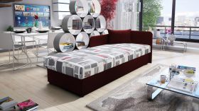Neutraal dagbed / logeerbed met zijpaneel Lobatos 56, kleur: rood, ligoppervlak: 80 x 195 cm, hoofdeinde rechts, incl. opbergruimte, voor logeerkamers
