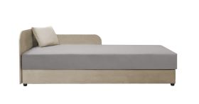 Logeerbed / slaapbank Lobatos 99, incl. kussens, Bonell-vering, hoofdbord links, kleur: beige / grijs, matrasmaat: 80 x 195 cm, voor de logeerkamer