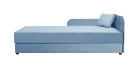 Gastenbed / logeerbed Lobatos 18, kleur: lichtblauw, hoofdbord rechts, uitklapbare opbergruimte, matrasmaat: 90 x 195 cm, incl. kussens, Bonell-vering