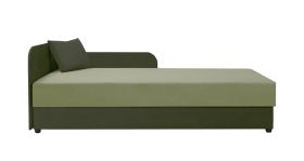 Dagbed / logeerbed met comfortabele stoffering Lobatos 33, kleur: donkergroen / groen, incl. kussens, ligoppervlak: 90 x 195 cm, opbergruimte, hoofdeinde links