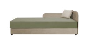 Lobatos 32 logeerbed / dagbed, incl. kussens, kleur: beige / groen, Bonell veerkern, ligoppervlak: 90 x 195 cm, uitklapbare opbergruimte, voor logeerkamers