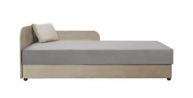 Logeerbed / gastenbed Lobatos 39, incl. kussens, Bonell-vering, hoofdbord links, kleur: beige / grijs, matrasmaat: 90 x 195 cm, voor de logeerkamer