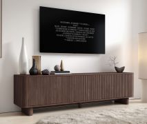 TV-onderkast | Kleur: Lincoln-walnoot | 3 klapdeuren | 3 vakken | Push-to-open-functie | Maten: 200 x 40 x 54 cm | te monteren op poten of aan de muur