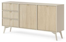 Crewe 09 drieladekast, kleur: beige / eiken - Afmetingen: 80 x 158 x 38 cm (H x B x D)