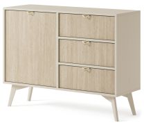 Ladekast / commode met twee vakken Crewe 10, kleur: beige / eiken - Afmetingen: 80 x 106 x 38 cm (H x B x D)
