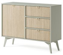 Smalle ladekast Crewe 04, kleur: eucalyptus / eiken - Afmetingen: 80 x 106 x 38 cm (H x B x D)