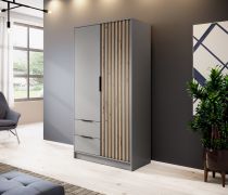 Kledingkast met vijf vakken Leeds 23, kleur: grijs - Afmetingen: 200 x 105 x 51 cm (H x B x D)