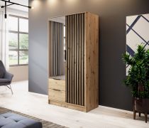 Kledingkast met spiegel Leeds 16, kleur: Artisan eiken - Afmetingen: 200 x 105 x 51 cm (H x B x D)