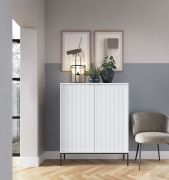 Grote ladekast / commode met genoeg opbergruimte Worthing 32, kleur: wit / zwart / goud - afmetingen: 125 x 104 x 39 cm (H x B x D)