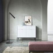 Moderne ladekast Worthing 22, kleur: wit / zwart / goud - Afmetingen: 83 x 104 x 39 cm (H x B x D)
