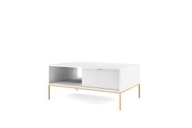 Functioneele salontafel Worthing 27, kleur: wit / goud - Afmetingen: 46 x 104 x 68 cm (H x B x D)