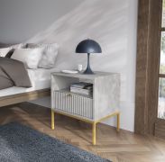 Nightstand Worthing 59, kleur: grijs / goud - Afmetingen: 56 x 54 x 39 cm (H x B x D)