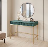 Bureau Worthing 21, kleur: groen / goud - afmetingen: 78 x 104 x 50 cm (H x B x D)