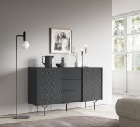 Ladekast / commode met twee deuren Margate 03, kleur: zwart - Afmetingen: 83 x 144 x 38 cm (H x B x D)