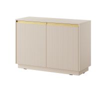 Ladekast / commode met twee deuren Finghall 05, kleur: beige, maten: 71,6 x 103,5 x 39 cm, vier vakken, Soft-Close functie, ABS-randbescherming, met gegroefde front