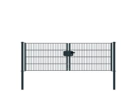 Dubbele staafmatdraaipoort, doorgang: 264 cm, totale breedte incl. palen: 276 cm, Uitvoering: antraciet gecoat, hoogte: 83 cm, gewicht: 33,86 kg