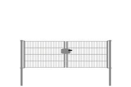 Dubbele staafmatdraaipoort, doorgang: 264 cm, totale breedte incl. palen: 276 cm, Uitvoering: verzinkt, hoogte: 83 cm, gewicht: 33,86 kg