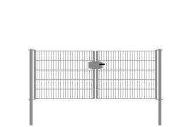 Dubbele staafmatdraaipoort, doorgang: 264 cm, totale breedte incl. palen: 276 cm, Uitvoering: verzinkt, hoogte: 103 cm, gewicht: 40,93 kg