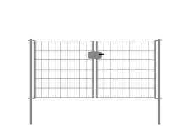 Dubbele staafmatdraaipoort, doorgang: 264 cm, totale breedte incl. palen: 276 cm, Uitvoering: verzinkt, hoogte: 123 cm, gewicht: 47,35 kg
