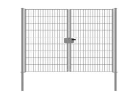 Dubbele staafmatdraaipoort, doorgang: 264 cm, totale breedte incl. palen: 276 cm, Uitvoering: verzinkt, hoogte: 183 cm, gewicht: 66,6 kg
