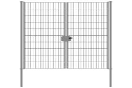Dubbele staafmatdraaipoort, doorgang: 264 cm, totale breedte incl. palen: 276 cm, Uitvoering: verzinkt, hoogte: 203 cm, gewicht: 72,82 kg