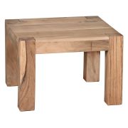 Vierkante salontafel van massief acaciahout, Kleur: Acacia - Afmetingen: 40 x 60 x 60 cm (H x B x D), Handgemaakt & hoogwaardig vakmanschap