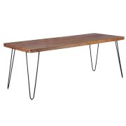 Grote eettafel van massief sheeshamhout, Marimonos 03, kleur: sheesham / zwart – Afmetingen: 80 x 200 cm (B x D), met haarspeldpoten
