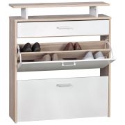 Praktische halkast, kleur: Sonoma eiken / wit - Afmetingen: 95 x 80 x 24 cm (H x B x D), met ruim schap