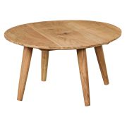 Ronde salontafel van massief acaciahout, kleur: acacia / zwart - Afmetingen: 40 x 75 x 75 cm (H x B x D), handgemaakt