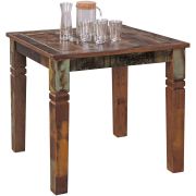 Rustieke eettafel met houtsnijwerk, massief hout, kleur: mango - Afmetingen: 80 x 80 cm (B x D)