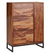 Schoenenkast van massief sheeshamhout, kleur: sheesham - Afmetingen: 120 x 88 x 40 cm (H x B x D)