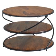 Ronde woonkamertafel van massief sheeshamhout, kleur: sheesham - Afmetingen: 58 x 58 x 40,5 cm (B x D x H)