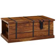 Salontafel van massief sheeshamhout, kleur: sheesham – afmetingen: 100 x 60 x 40 cm (B x D x H) met ingebouwd wijnrek