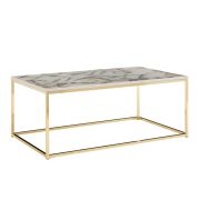 Rechthoekige salontafel, kleur: marmerlook / goud - Afmetingen: 100 x 60 x 40 cm (B x D x H)