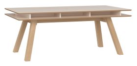 Eettafel | Kleur: beige / eiken | Maten: 200 x 100 cm | Nis voor bloemen of verse kruiden | Poten: gebeitst en gelakt grenen hout | modern design