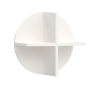 Ronde wandplank met twee legplanken Aenna 130, kleur: wit, afmetingen: 38 x 38 x 21,5 cm, voor woonkamer