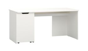 Licht bureau met ruime opbergkast Aenna 117, kleur: wit, spiegelbeeldig op te bouwen, maten: 75 x 160 x 72,5 cm, modern en eenvoudig design
