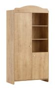Kledingkast voor de babykamer | kleur: eiken | 2 deuren | soft-close functie | 2 kledingstangen | babykamer | 6 vakken | ABS randbescherming | ronde handgrepen